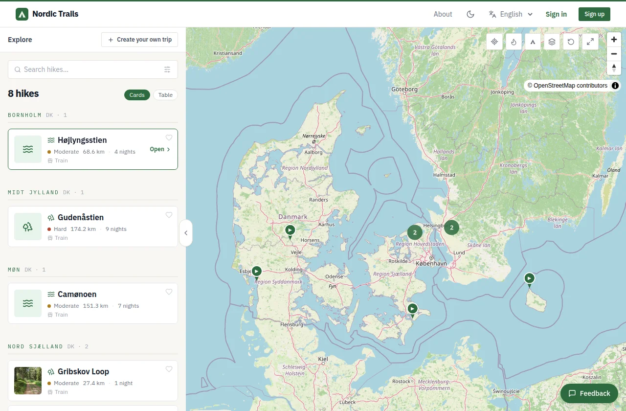 Nordic Trails: a working map for discovering and planning hikes